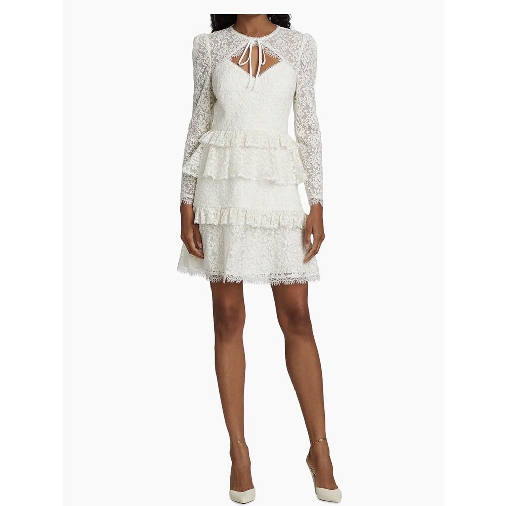 $445  NWT ML Monique Lhuillier Tie-Neck Lace Dress